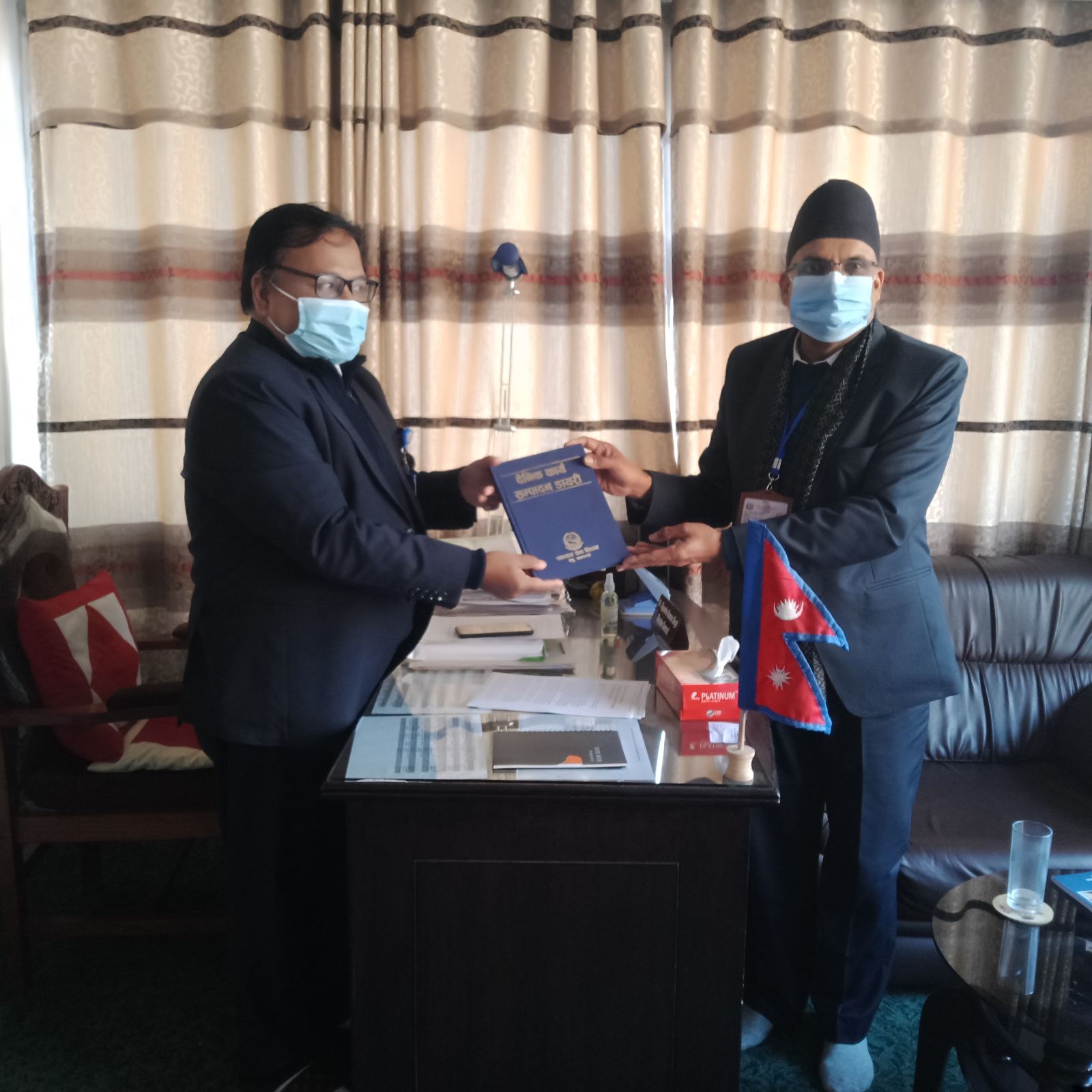 Dr. Dipendra Raman Singh(D.G,DoHS) & Dr. Taranath Pokharel Launching Daily Work Accomplishment Diary